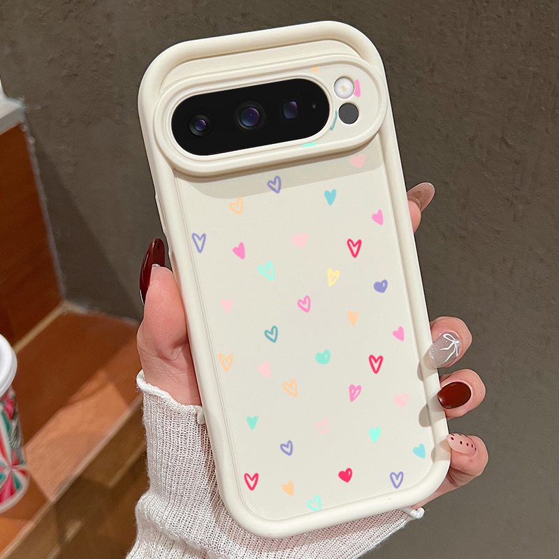 Google Pixel 9 Pro - Coque souple colorée petits coeurs pour